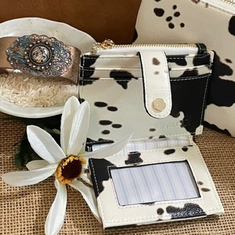 SOLDOUT-Cow print Mini card/ID snap wallet